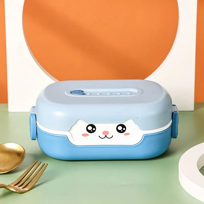 Square divided lunch box in solid colours with compartmentalised interior design
