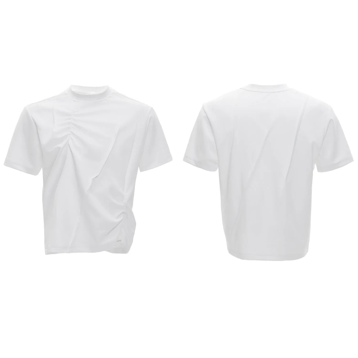 Men's cotton t-shirt with three-dimensional pleated design in loose fit styling