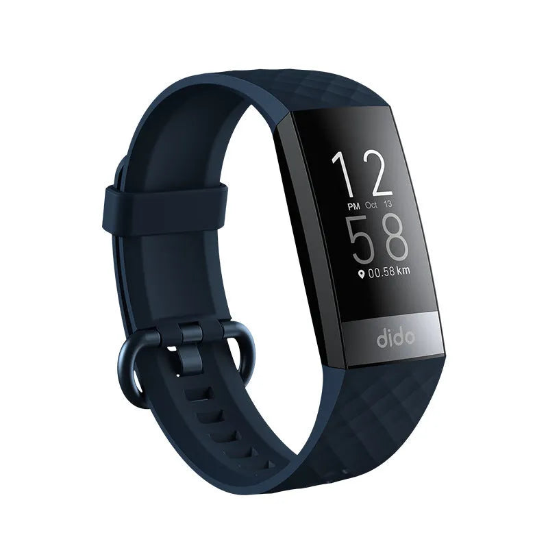 Black smart health bracelet with ECG, blood pressure, and blood oxygen monitoring on a wrist
