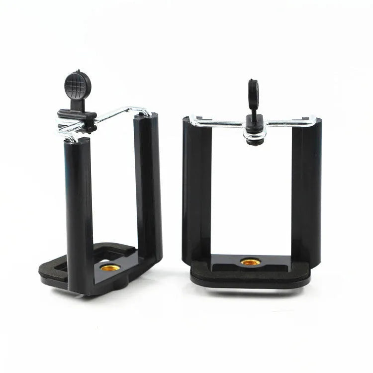 Black plastic U-shaped mobile phone clip holder with mounting bracket for hands-free use