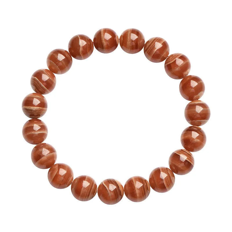 Natural old mine rhodochrosite round beads bracelet with manganese spar mineral jewellery