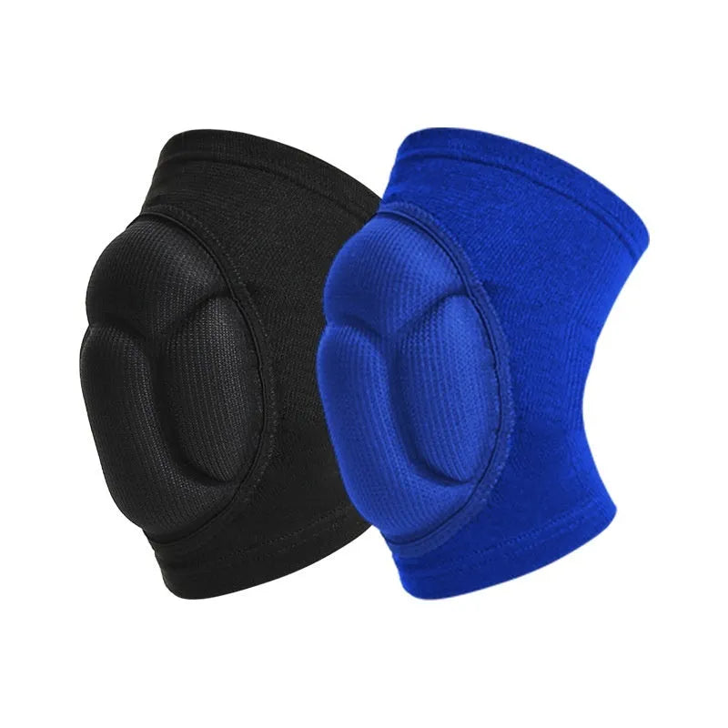 Black and blue free size dance knee pads with thick sponge protection for volleyball