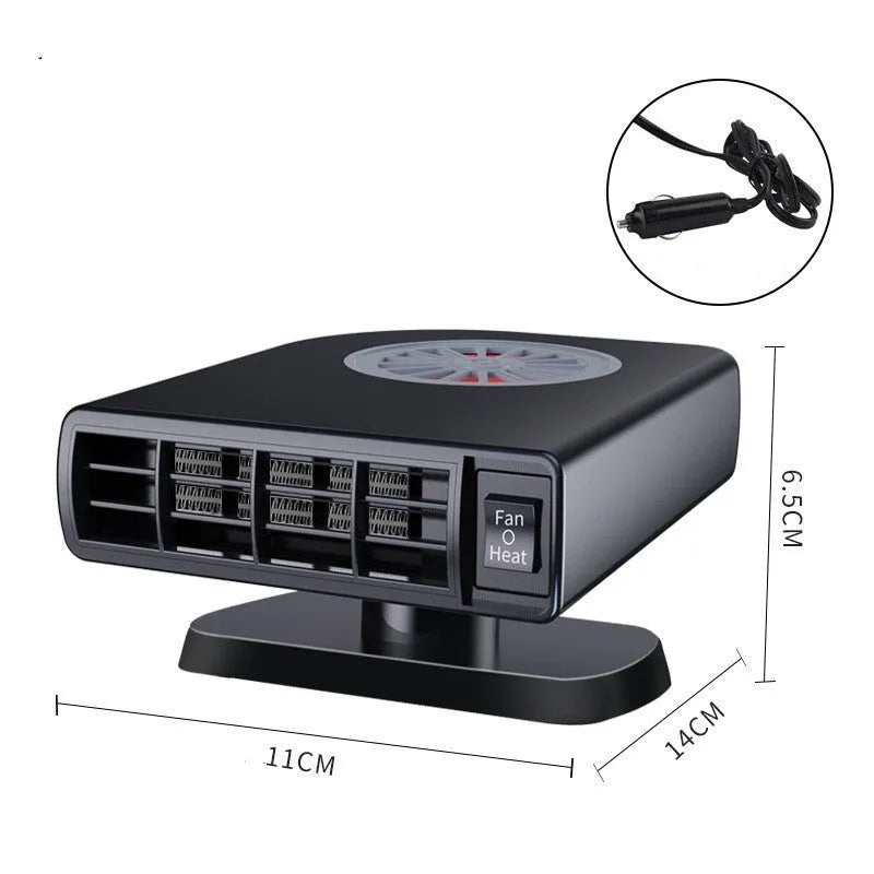 Black vehicle-mounted heater with compact design for car defogging and air purification