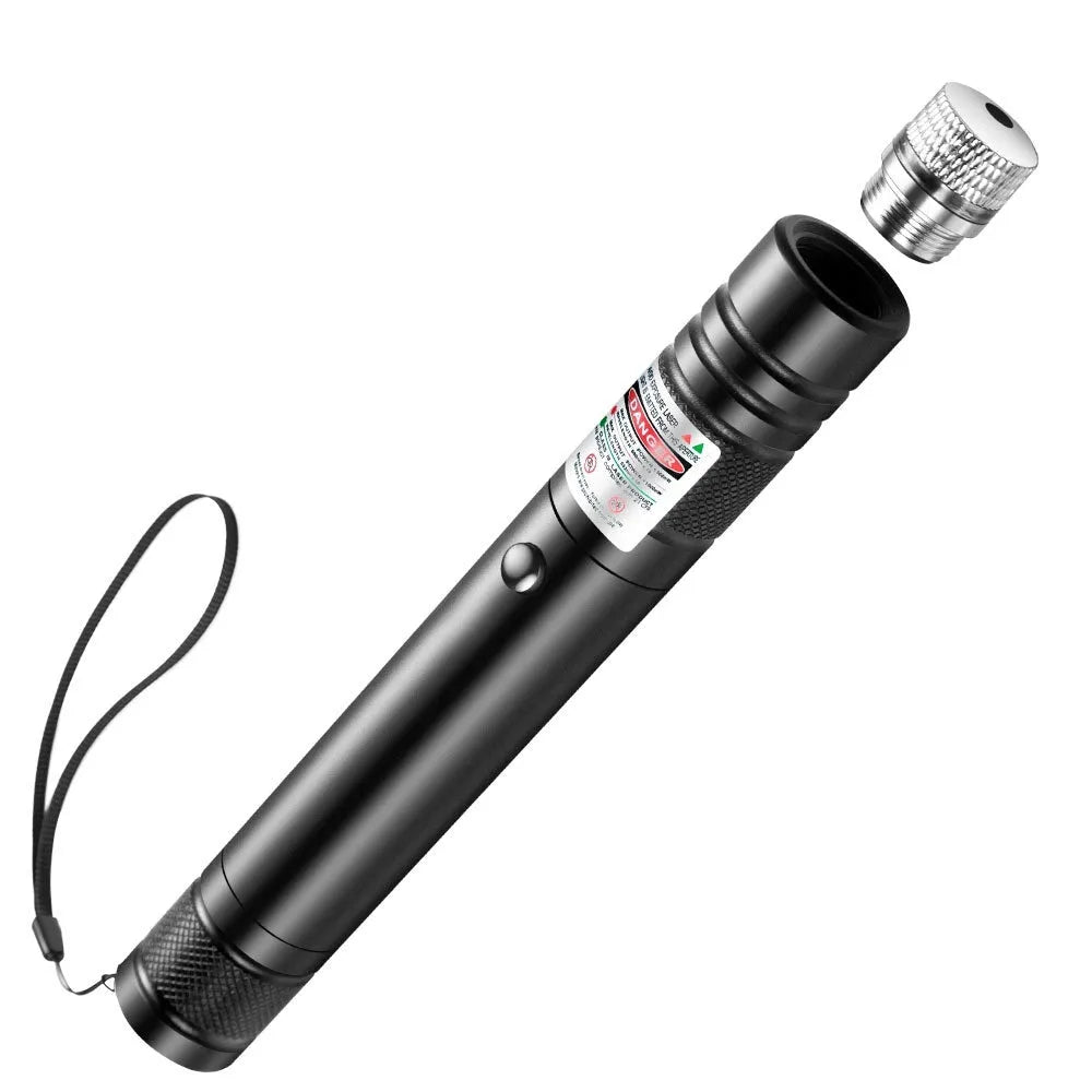 USB-charging black pet laser pointer with starry-sky rotating head, green and red light options