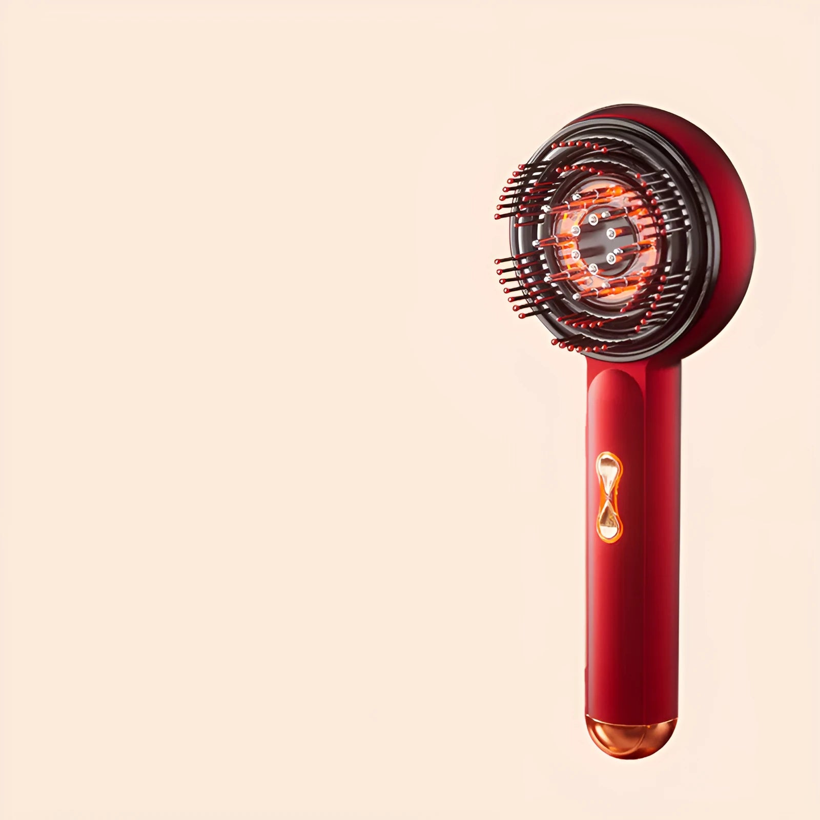 Red and blue light massage hair comb in black or red with Type-C charging port
