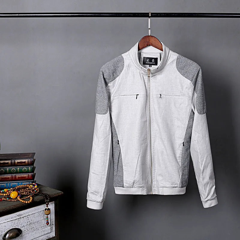 Men's thin blue cotton linen jacket casual regular fit