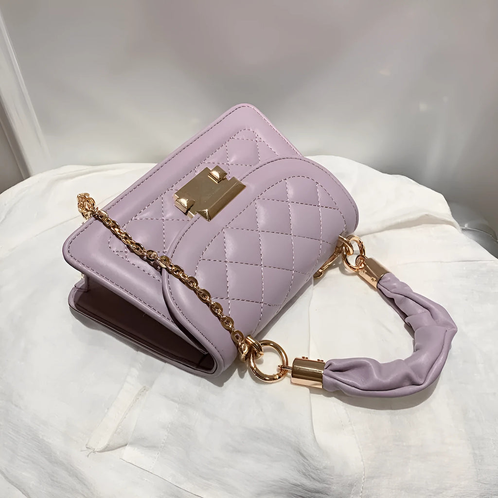 Rhombus-shaped purple PU women's crossbody bag with Korean styling and structured silhouette