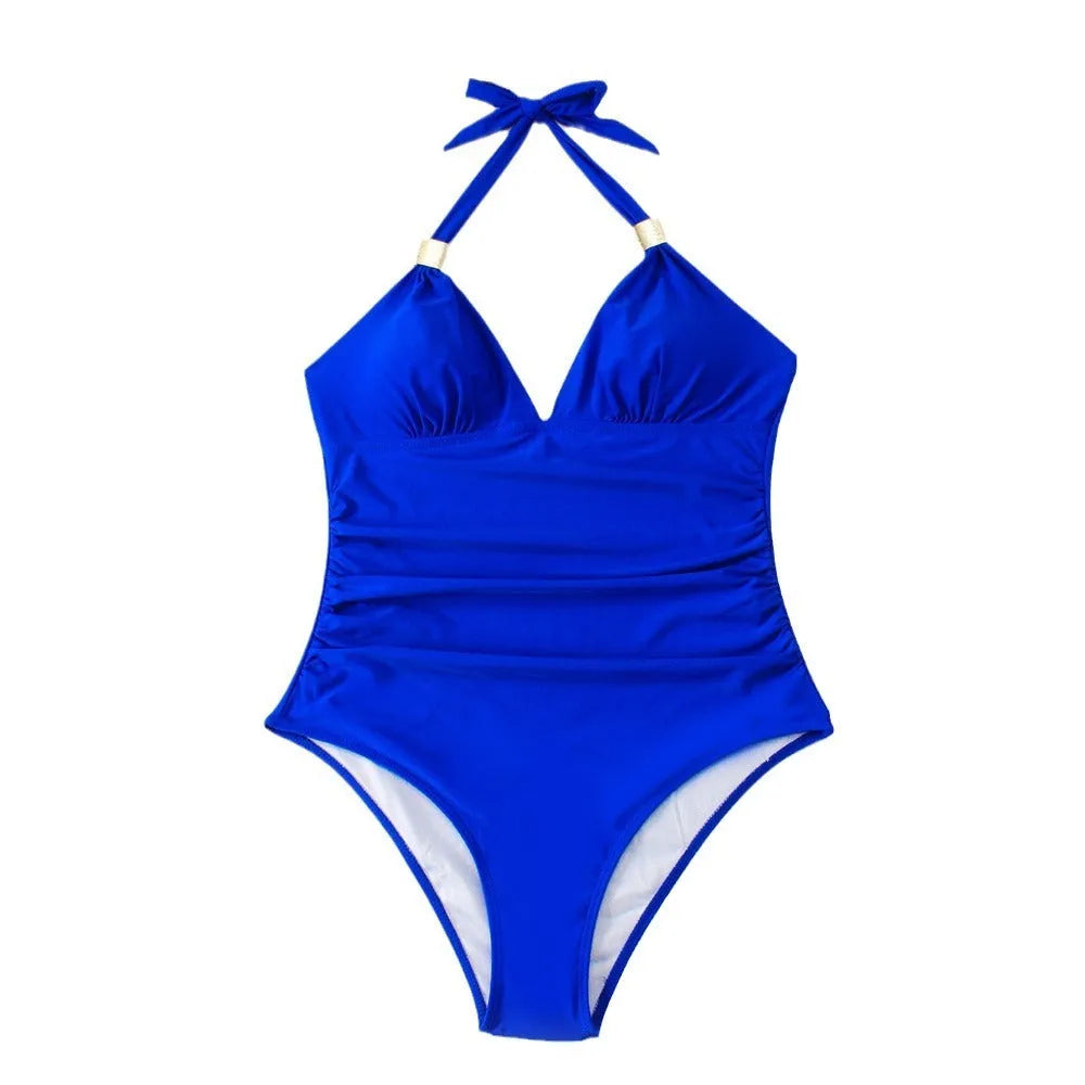 Women's one-piece swimsuit in quick-drying fabric, shown in a leopard print pattern.