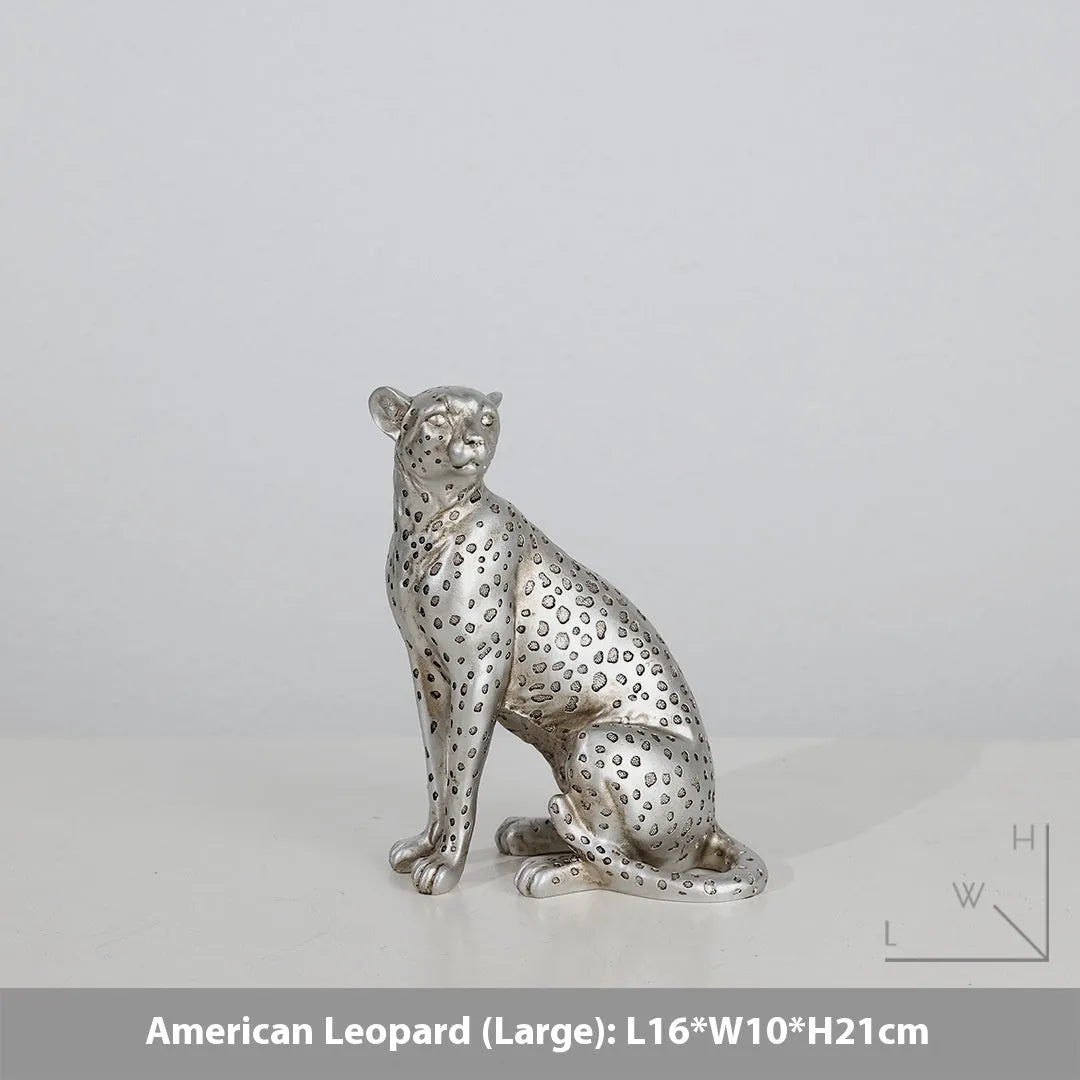 Modern resin leopard figurine ornament in American Leopard colour for home decor.