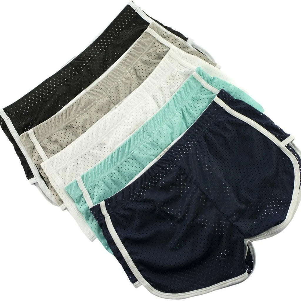 Men's breathable cotton blend boxer shorts in black, shown flat.