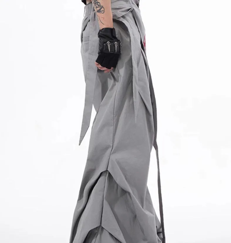Boys black wide-leg trousers Korean style summer casual wear with solid pattern