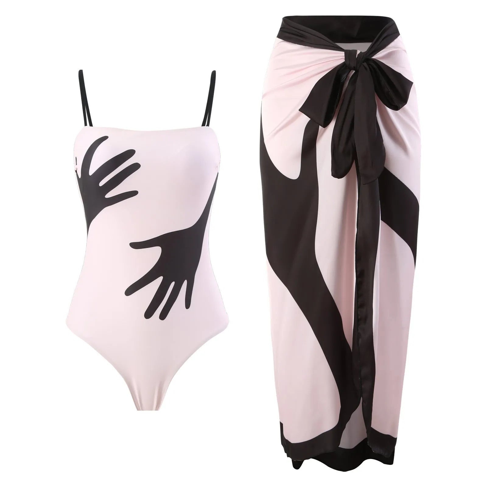 Women's one-piece bikini swimsuit with tulle skirt in polyester fabric