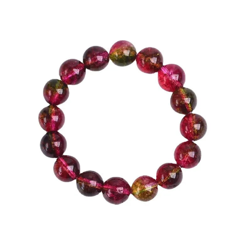 Women's watermelon crystal bracelet with pastoral style beads in handmade design.