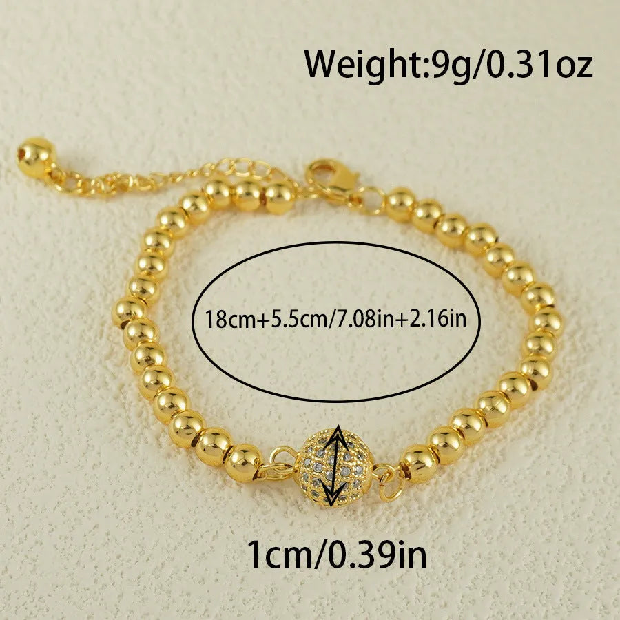 Women's copper bracelet with heart shape design, single ball zircon, and Arabic style elements
