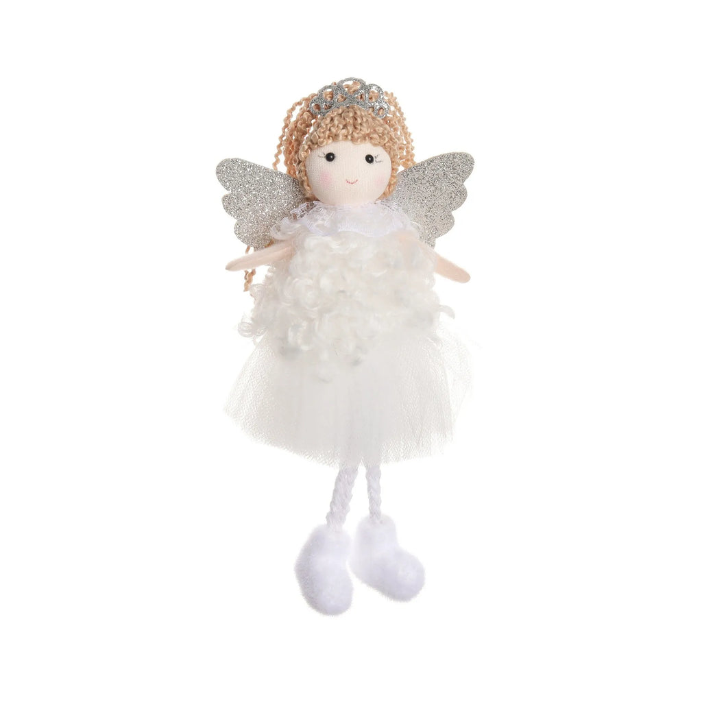 Christmas angel girl cloth fabric pendant hair accessory for high ponytails in white, pink or khaki colour