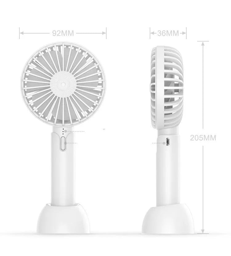 Blue USB-powered mini desktop fan with three-speed control