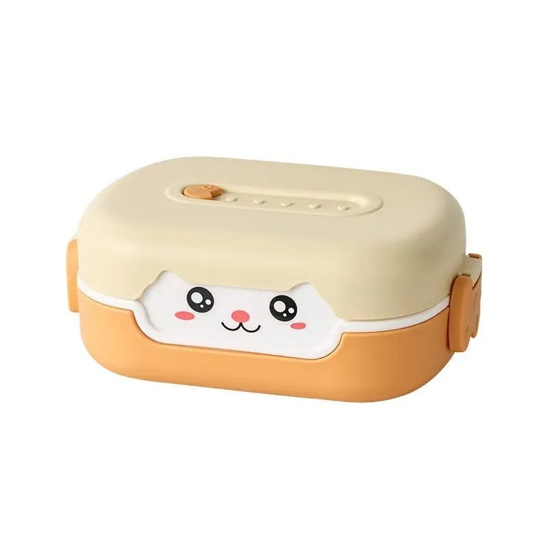 Square divided lunch box in solid colours with compartmentalised interior design