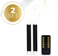 Black 18cm tall LED taper candle with realistic 3D flame effect