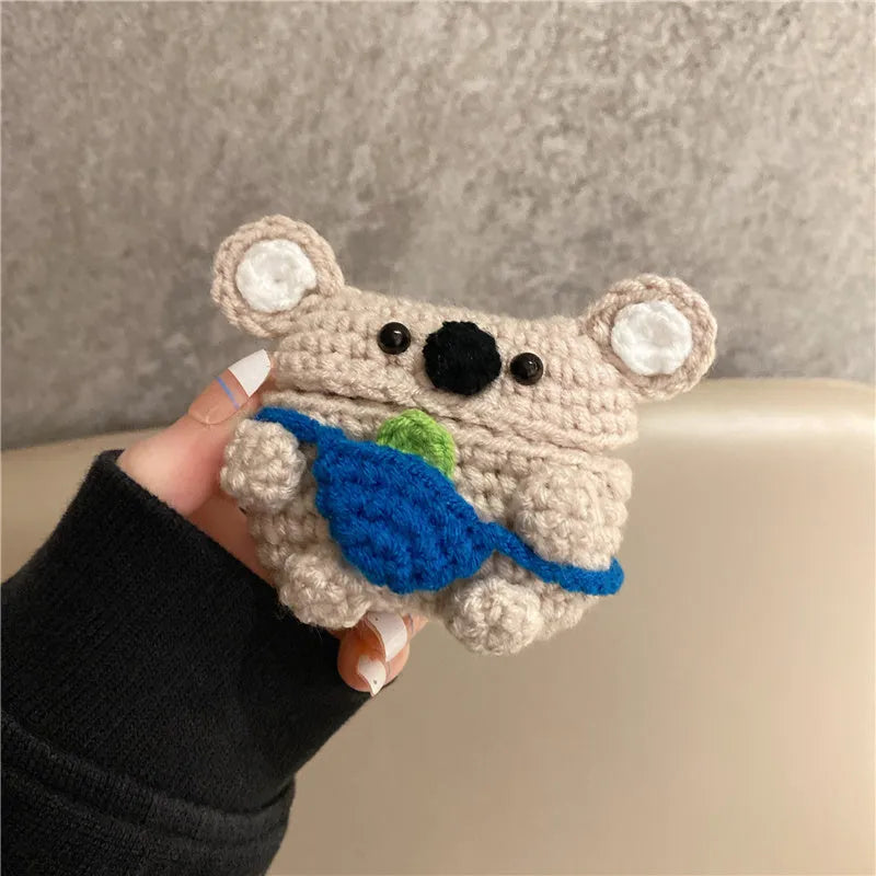 Handmade knitted koala bear backpack AirPods protective sleeve for Apple AirPods models