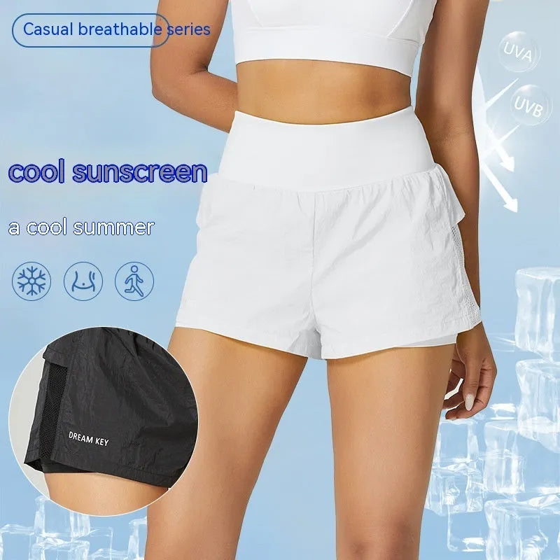 Women's cotton blend quick-drying sport shorts in loose casual fit