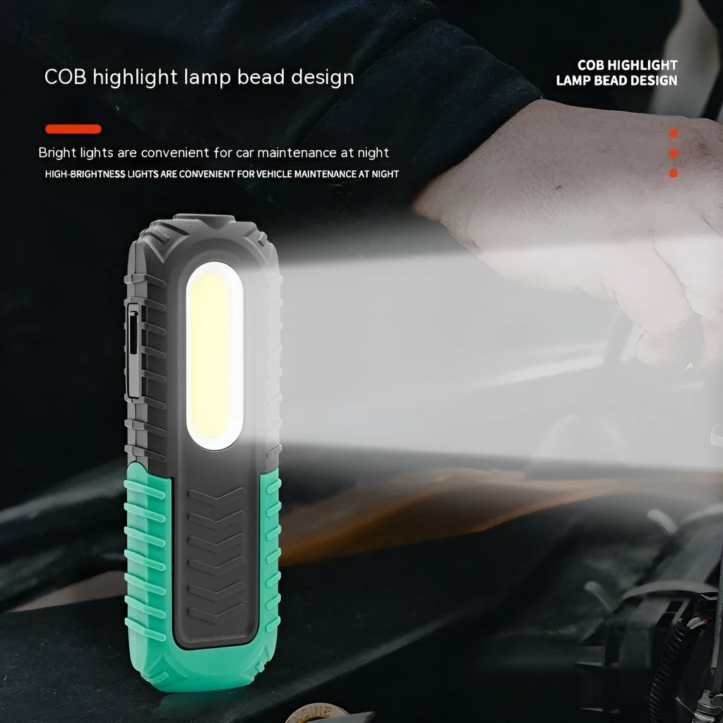 Black and green USB rechargeable auto repair work light with PET coated ABS casing
