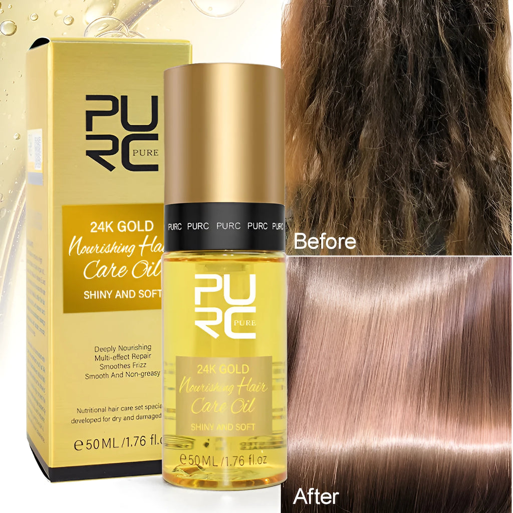 Yellow 50ml bottle of hair essential oil for curly hair repair and frizz control