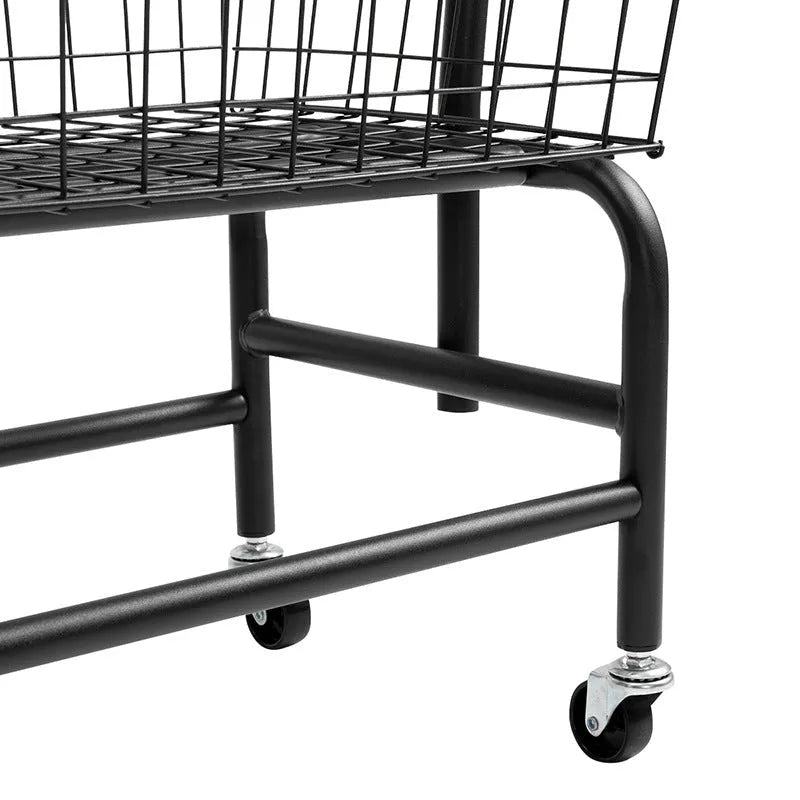 Iron single rod pulley storage car for wardrobe hangers in black or white.