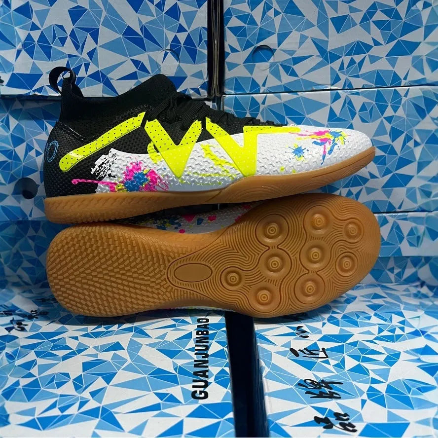 Adult football trainers with PVC upper, non-slip rubber soles, available in sizes 35-45