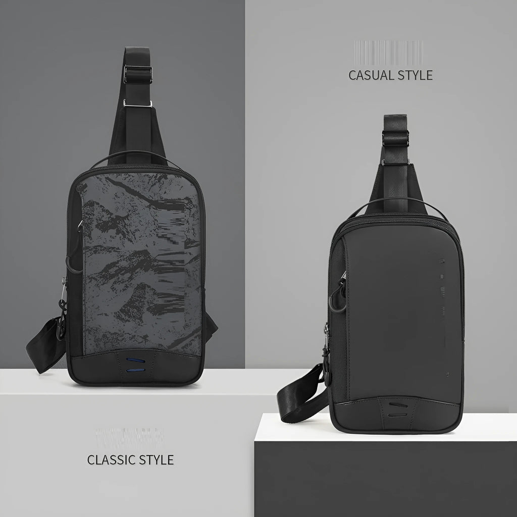 Casual black TPU camouflage chest bag with single shoulder strap and soft handle