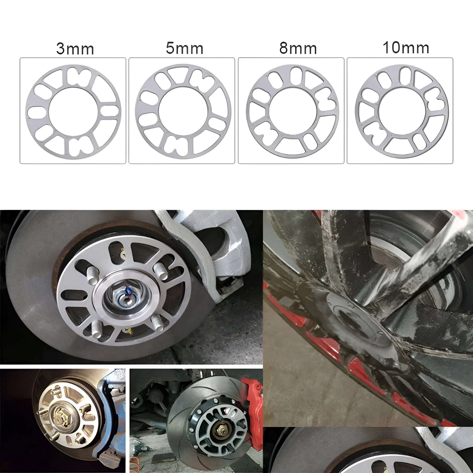 Automotive wheel hub widening gasket in 3mm 5mm 8mm 10mm thickness options for universal vehicle fit