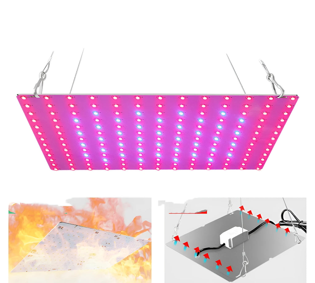 Aluminium LED plant growing light with hook for indoor fruits and vegetables.