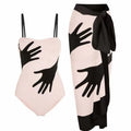 Women's one-piece bikini swimsuit with tulle skirt in polyester fabric