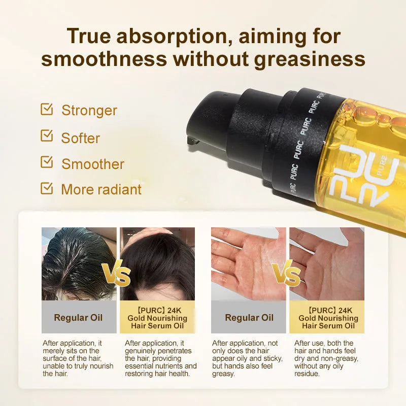 Yellow 50ml bottle of hair essential oil for curly hair repair and frizz control