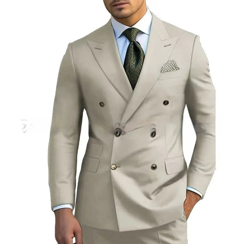 Men's light business two-piece suit set in a regular fit, shown in one of five available colours.