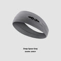 Seamless knitted sports hair band in black, grey, and blue for men and women during exercise.