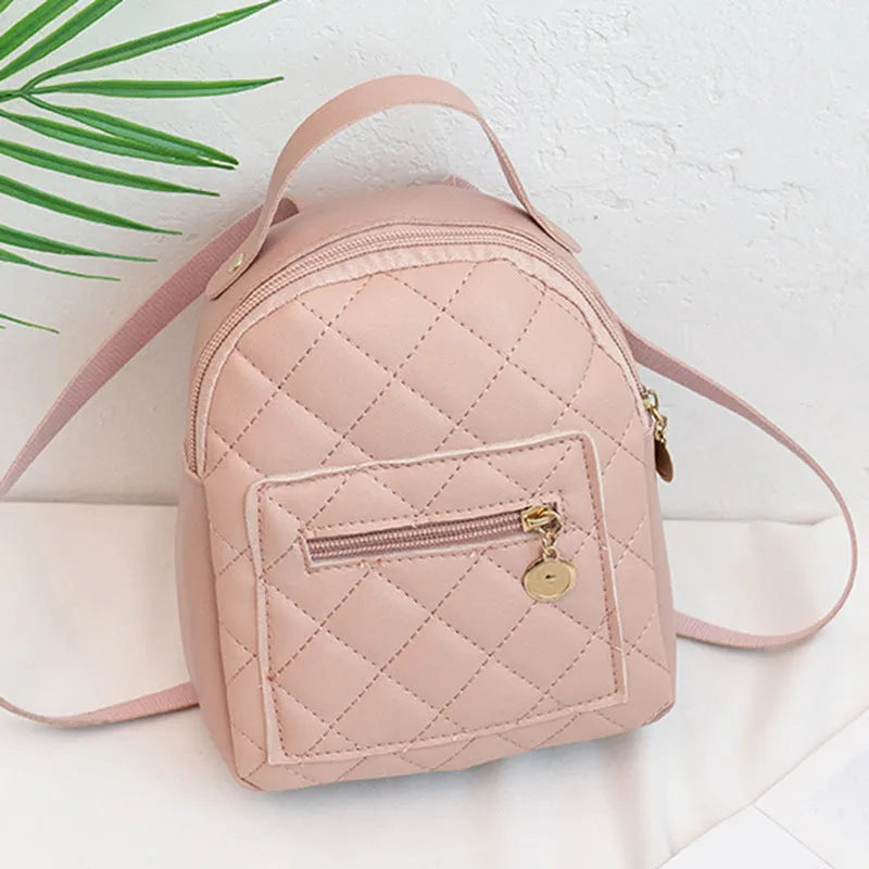 Girls' Korean style embroidered hard case backpack in black, pink and white colours with square shape