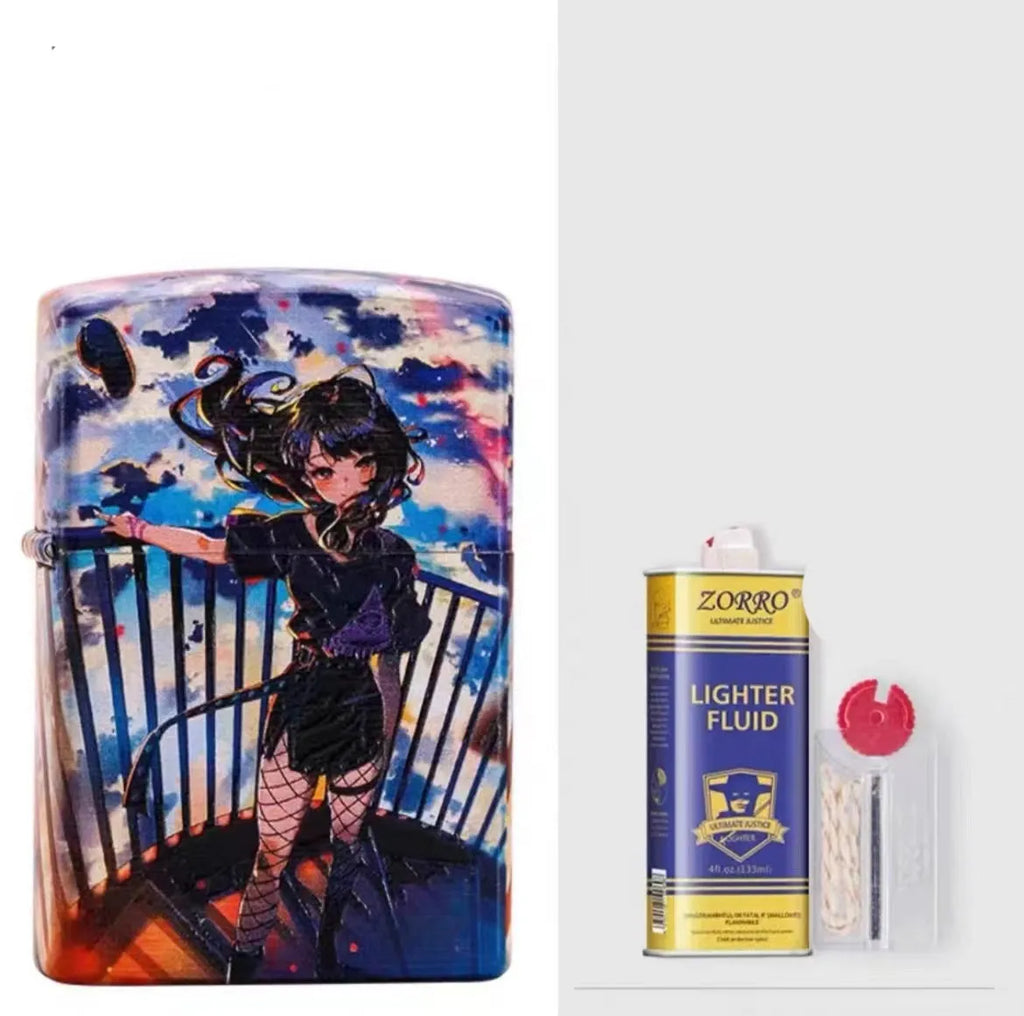 Windproof kerosene lighter with a pure copper case and grinding wheel ignition.