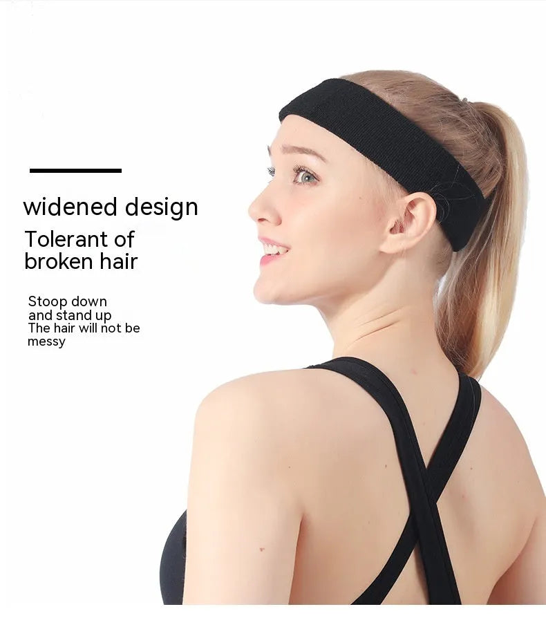 Solid colour elastic sports sweat headband in black, red, blue, rose red, or sky blue.