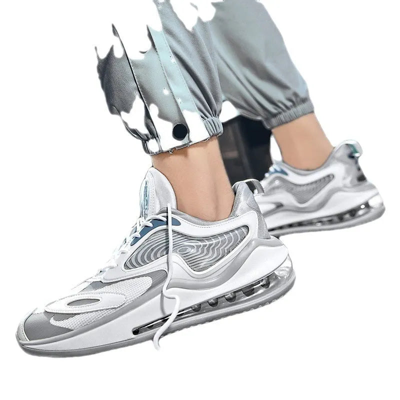 Men's summer air cushion casual shoes in Space Black colour with rubber soles