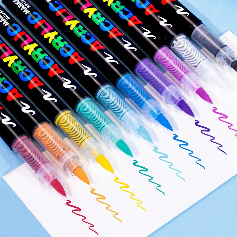 Straight acrylic marker pens with soft tips for art painting and graffiti in multiple colour sets