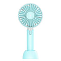 Blue USB-powered mini desktop fan with three-speed control
