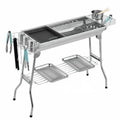 Large stainless steel portable charcoal barbecue oven body with flip design and dual grills