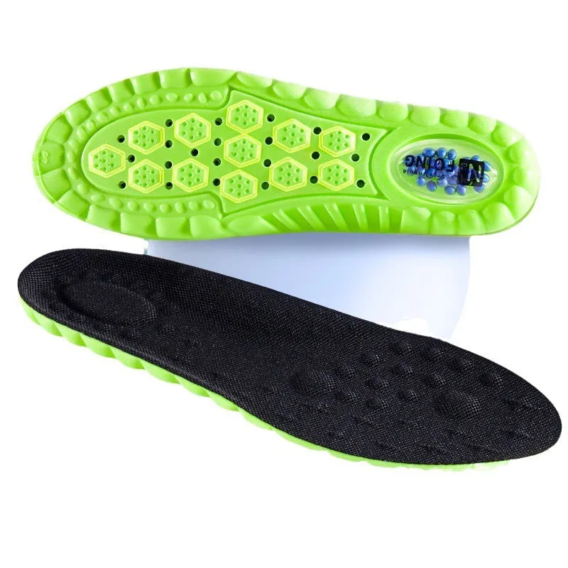 Green Pu air cushion sports insoles with argy wormwood for shock absorption and sweat control