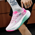 Low-top carbon plate sports sneakers in multiple colours on a natural rubber sole with lace-up front.