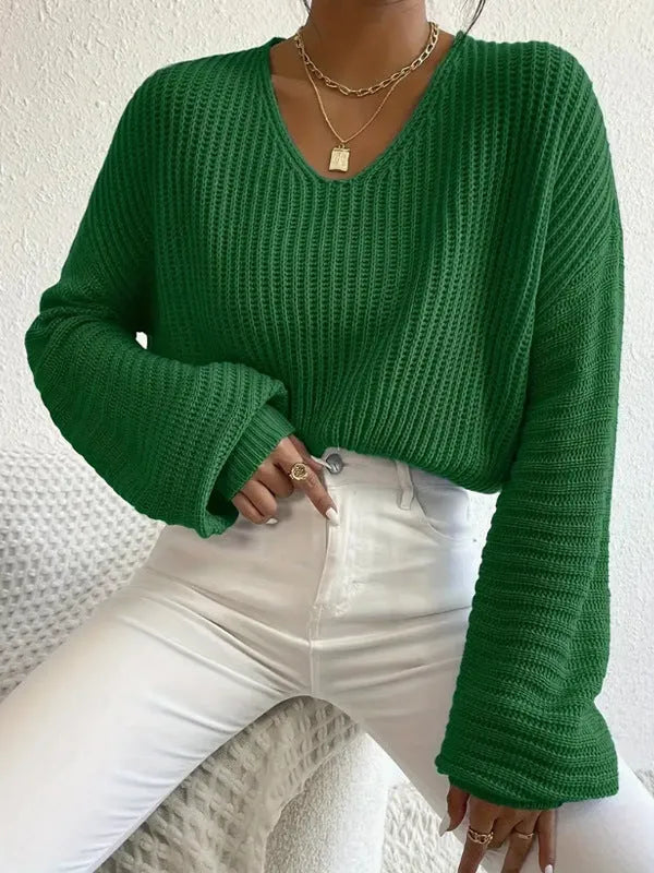 Women's solid colour polyester pullover jumper in five colour options with long sleeves