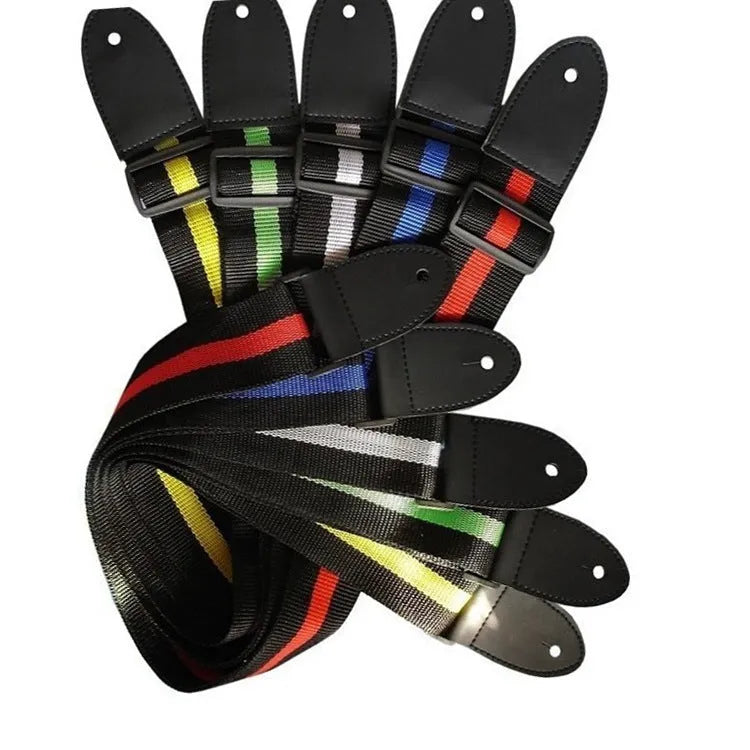 Universal woven guitar, bass, and ukulele strap shown in one of five colour options.
