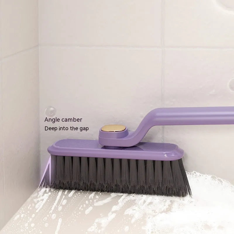 Multi-function rotating crevice cleaning brush in purple, white, and brown for kitchen and bathroom tile joints