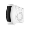 White compact desktop electric heater with power settings and quiet operation