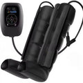 Air wave pressure massager unit with handheld remote control showing three leg size options