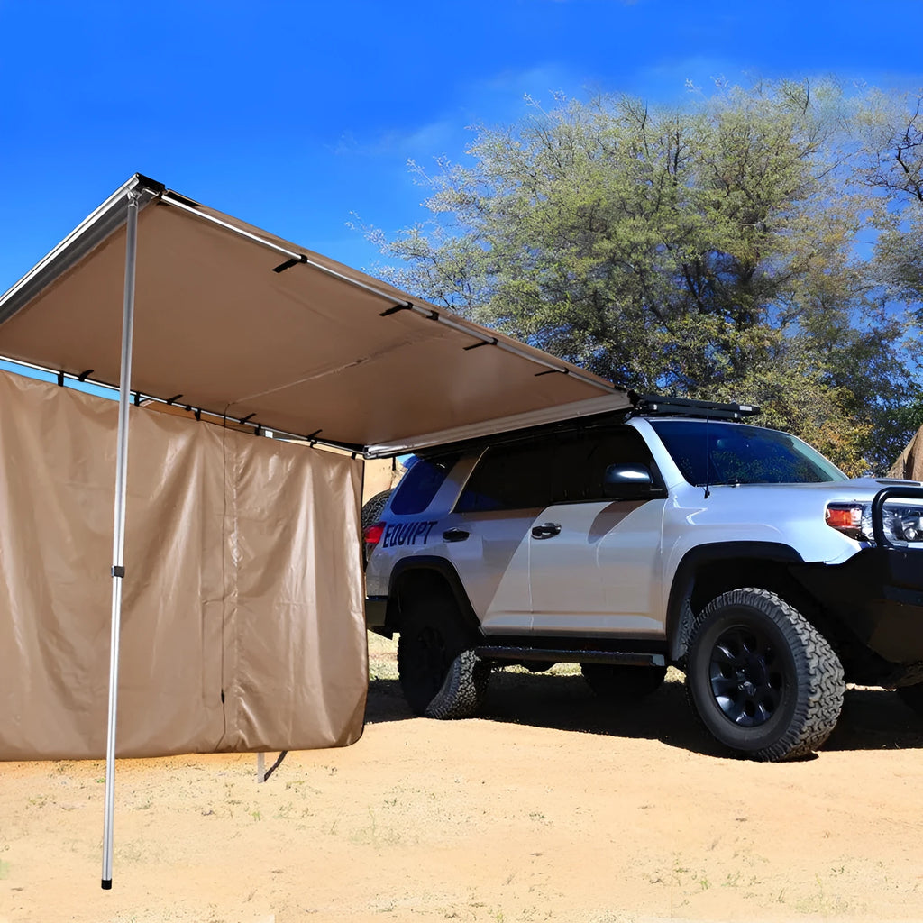 Black glue waterproof camping tent with aluminium alloy poles on outdoor ground